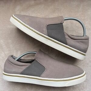 Vionic Men 12 Khaki Brown Gray Canvas Slip On Sneaker Casual Beach Skater Surfer